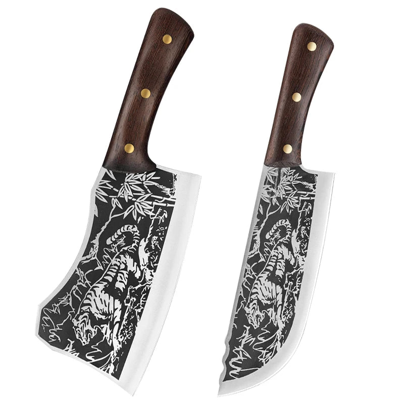 Ensemble de couteaux de boucher et de chef forgés en acier carbone
