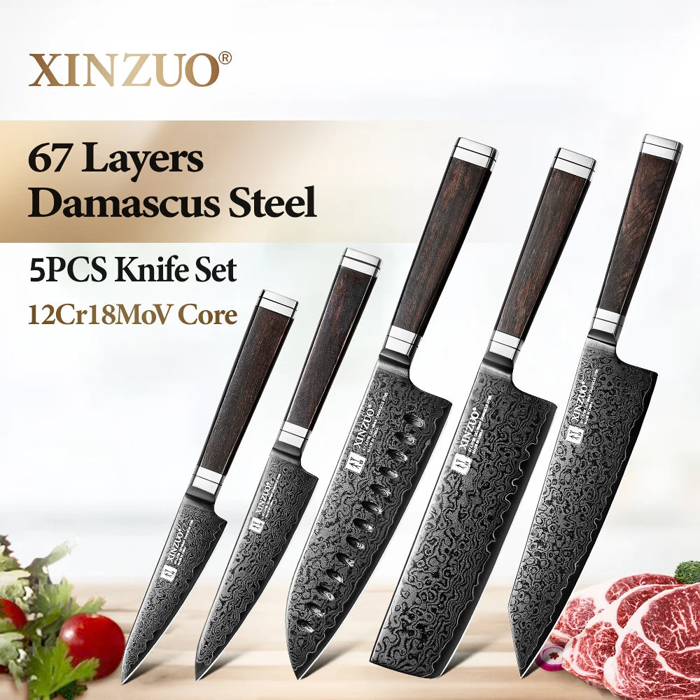 Couteau Bunka damas 67 couches XINZUO - Manche en ébène