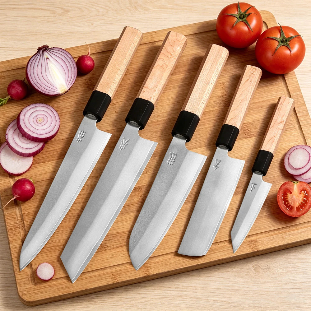 Ensemble de couteaux japonais composite 3 couches - Chef, Nakiri et Santoku (1 à 5 pièces)