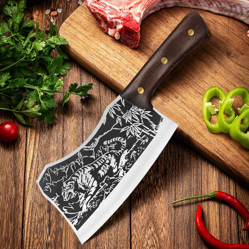 Ensemble de couteaux de boucher et de chef forgés en acier carbone