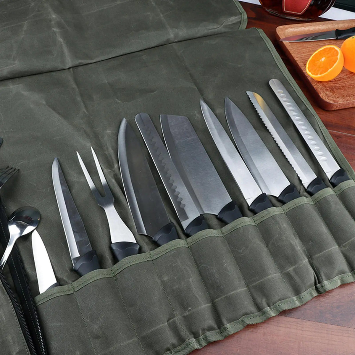 Sacoche de transport renforcée pour couteaux de cuisine - 10 fentes