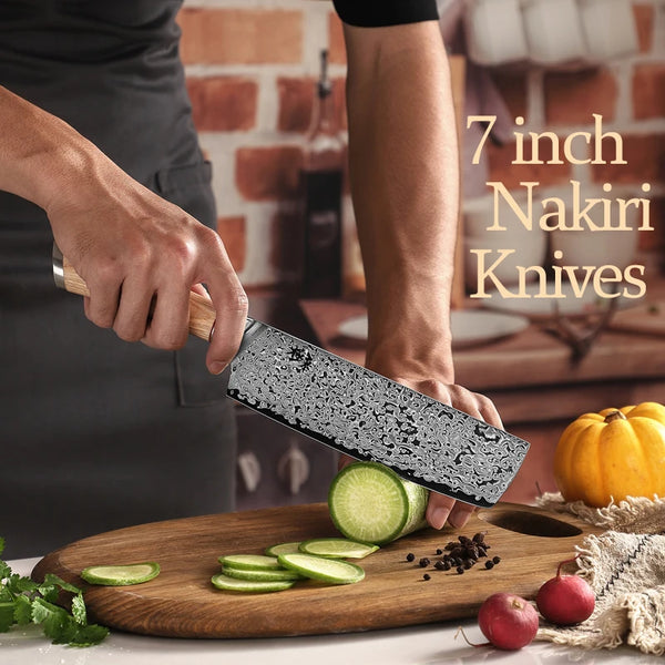 Couteau Nakiri artisanal damas VG10 18 cm - 67 couches