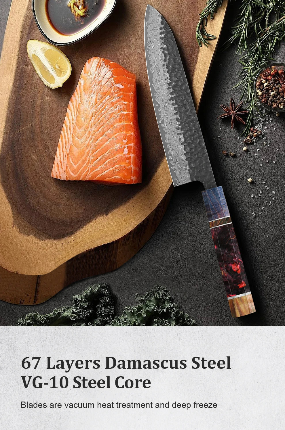 Couteau de chef Gyuto damas 67 couches