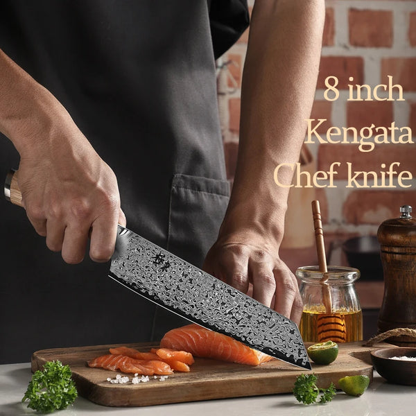 Couteau Kiritsuke artisanal damas VG10 20 cm - 67 couches