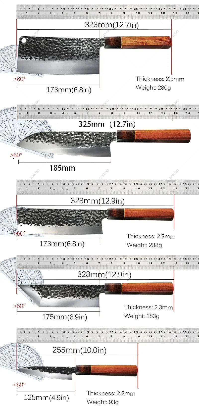 Couteau de chef Gyuto martelé Kurouchi 20 cm