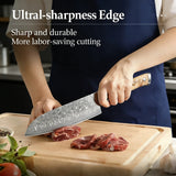 Couteau Santoku 18 cm - Acier damas 67 couches et bois de loupe