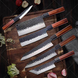 Couteau Santoku martelé Kurouchi - Acier inoxydable haute teneur en carbone