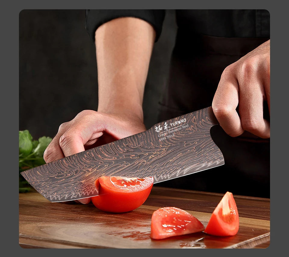 Couteau Nakiri Cuivre Damas 18 cm - 37 couches et ébène
