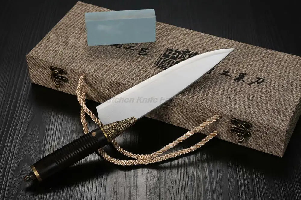 Couteau de chef traditionnel Longquan 20 cm en acier 7Cr17MoV