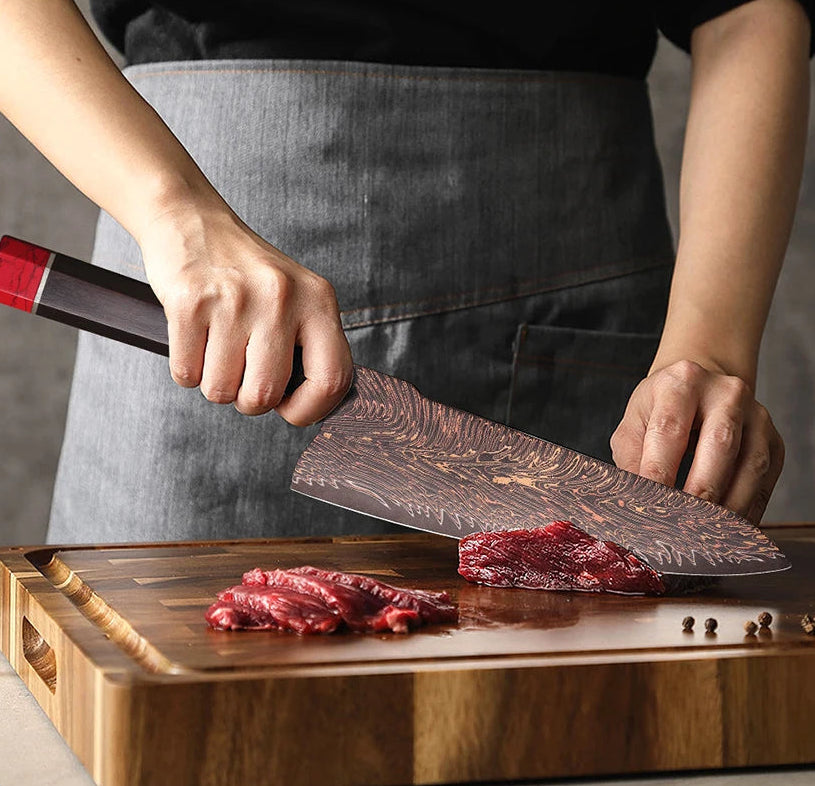 Couteau de chef Gyuto Cuivre Damas 20 cm - 37 couches et ébène