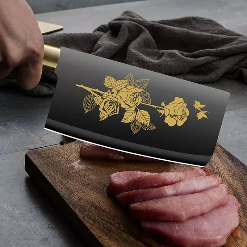 Hachoir de cuisine traditionnel plaqué titane doré