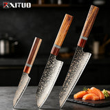 Couteau Kiritsuke damas cuivre arc-en-ciel XITUO