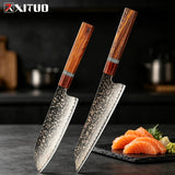 Couteau Kiritsuke damas cuivre arc-en-ciel XITUO