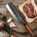 Couteau Santoku martelé Kurouchi - Acier inoxydable haute teneur en carbone