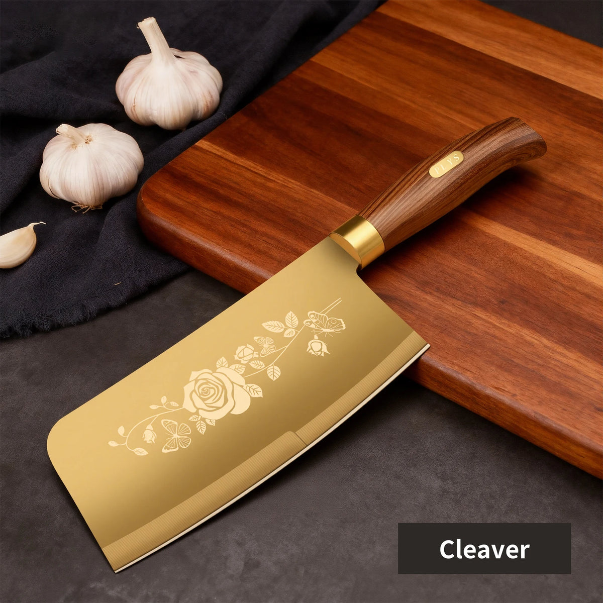 Couteau de chef finition titane doré et haute dureté