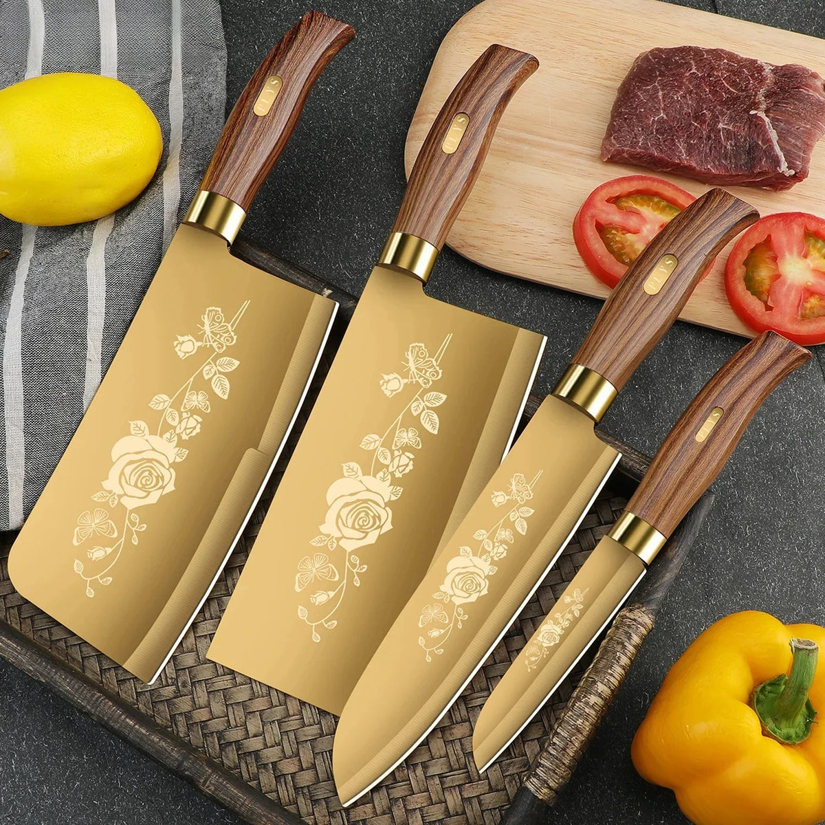 Ensemble de couteaux de cuisine finition titane noir