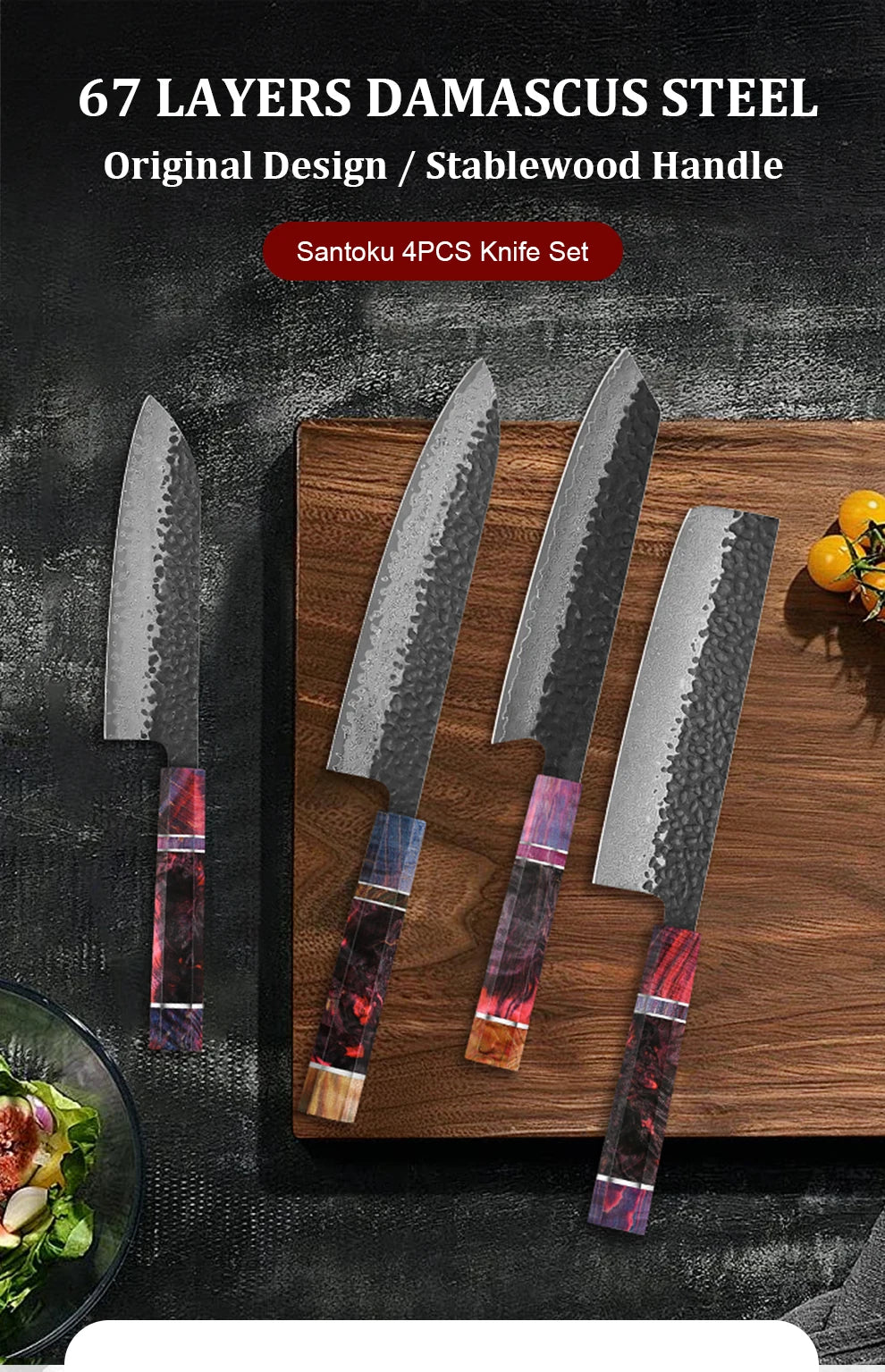 Couteau de chef Gyuto damas 67 couches