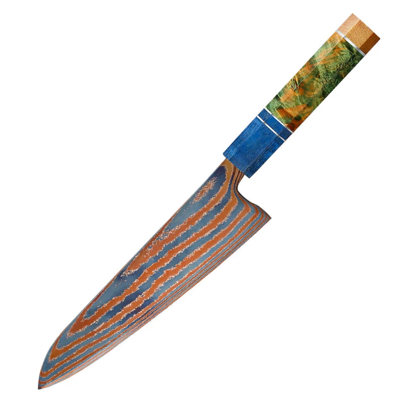 Couteau de chef Timascus 20 cm - Damas titane et bois stabilisé