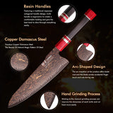 Couteau Kiritsuke Cuivre Damas 20 cm - 37 couches et ébène