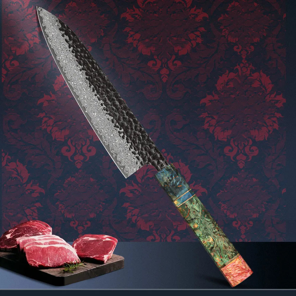 Couteau de chef Gyuto Tradition 20 cm en acier damas forgé DAMASAKI