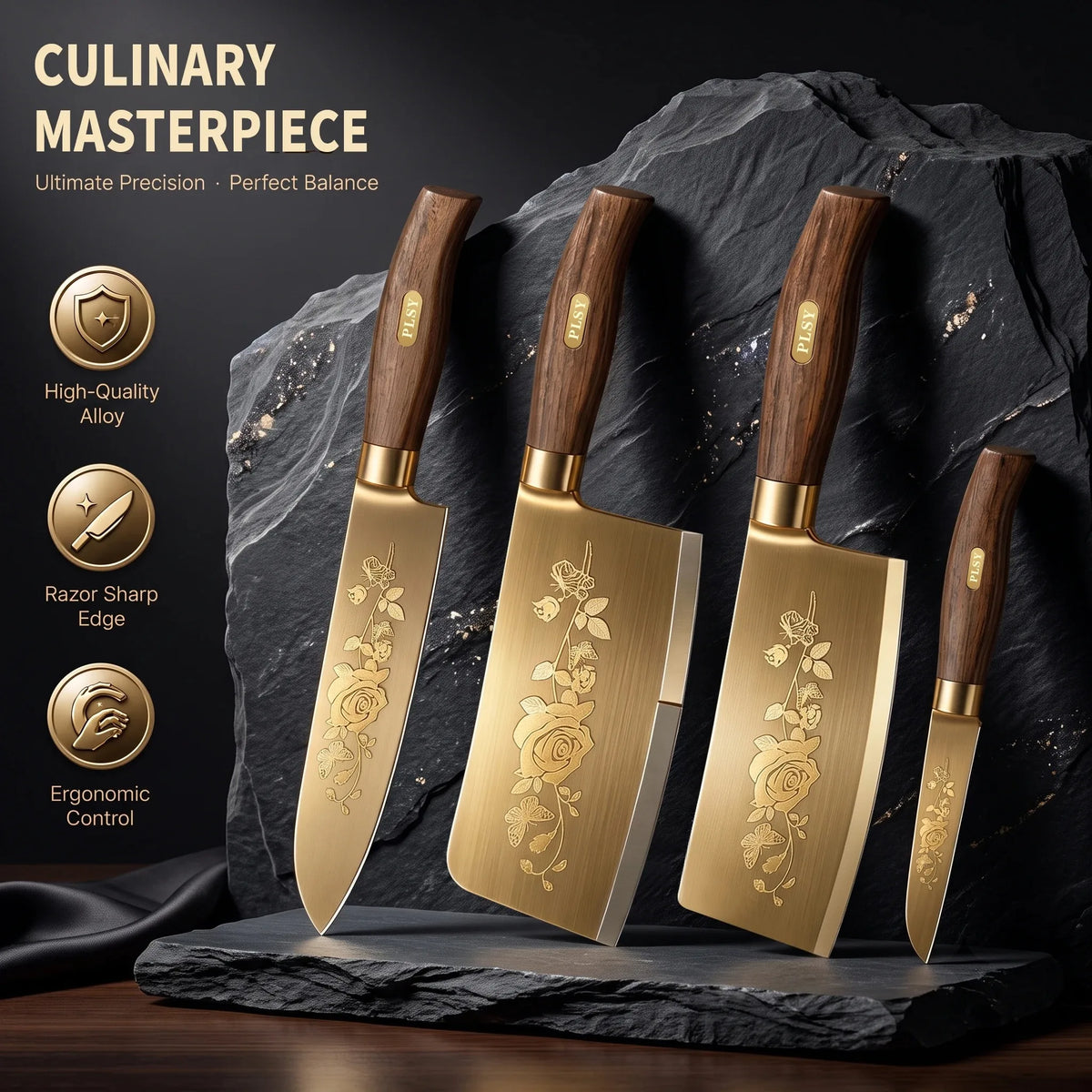 Ensemble de couteaux de cuisine finition titane noir
