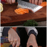 Couteau Santoku martelé Kurouchi - Acier inoxydable haute teneur en carbone