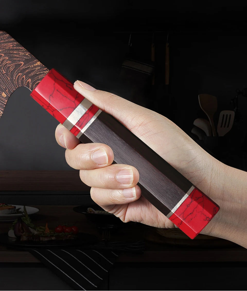 Couteau Nakiri Cuivre Damas 18 cm - 37 couches et ébène