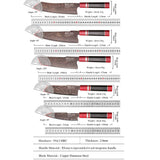 Couteau Kiritsuke Cuivre Damas 20 cm - 37 couches et ébène