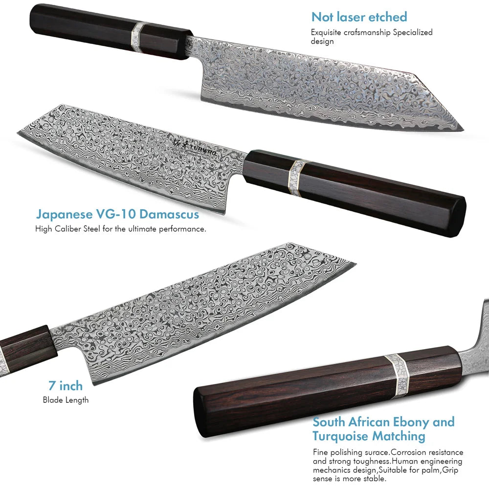 Couteau Kiritsuke 18 cm - Acier damas 73 couches et ébène