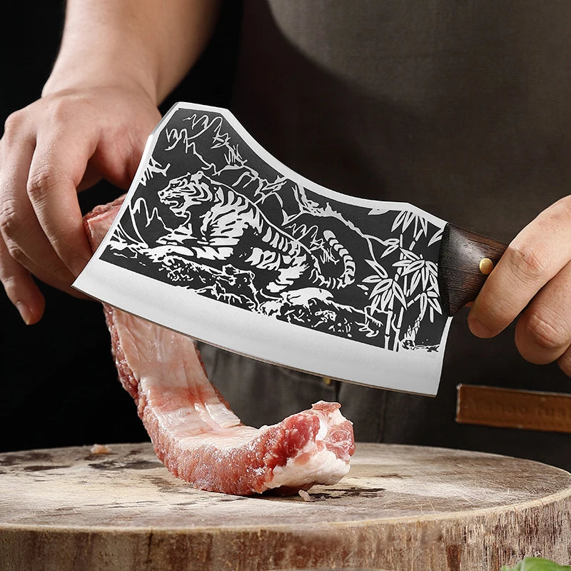 Ensemble de couteaux de boucher et de chef forgés en acier carbone