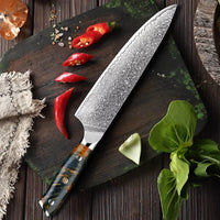 Couteau de chef damas 20,3 cm – bois stabilisé