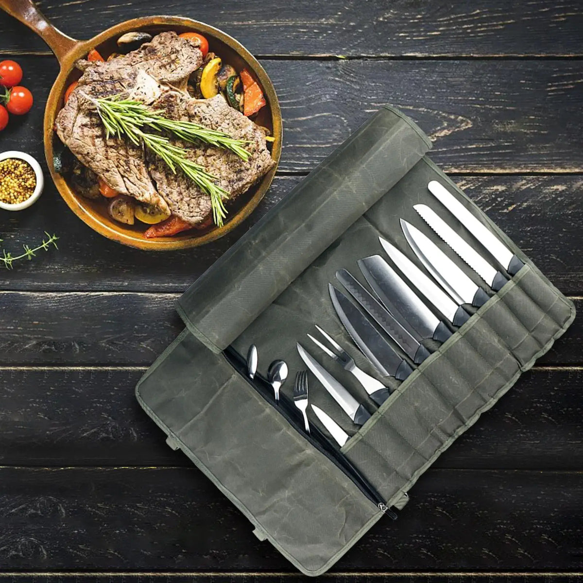 Sacoche de transport renforcée pour couteaux de cuisine - 10 fentes