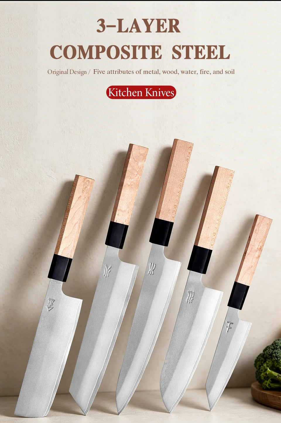 Couteau de chef Gyuto composite 3 couches