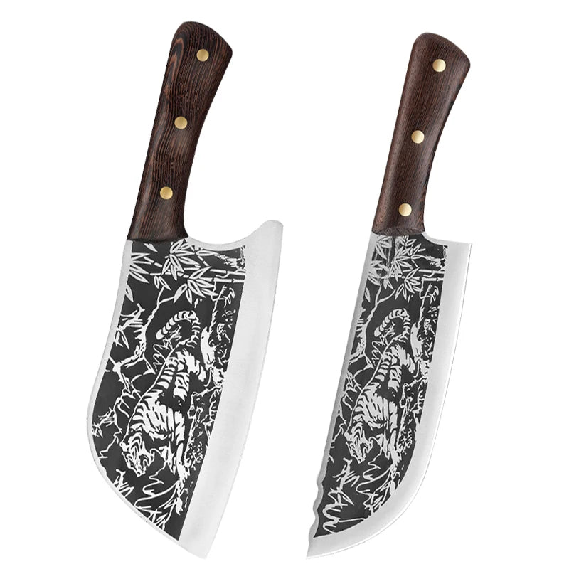 Ensemble de couteaux de boucher et de chef forgés en acier carbone