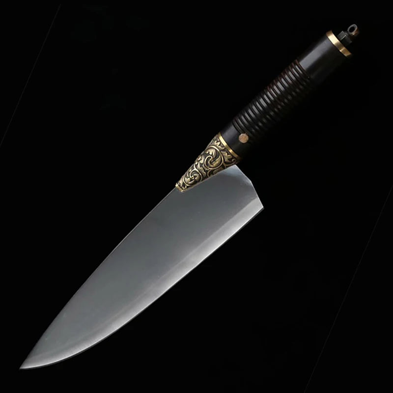 Couteau de chef traditionnel Longquan 20 cm en acier 7Cr17MoV