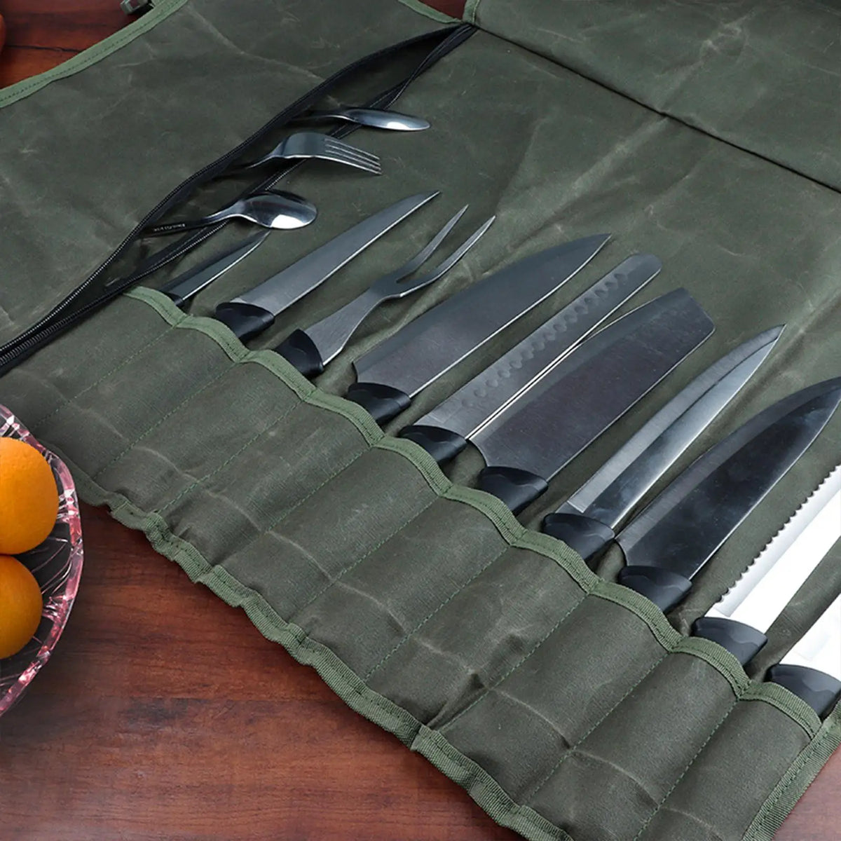 Sacoche de transport renforcée pour couteaux de cuisine - 10 fentes