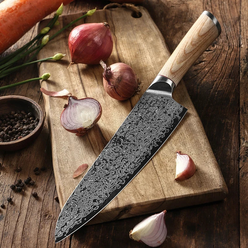 Couteau de chef Gyuto artisanal damas VG10 20 cm - 67 couches