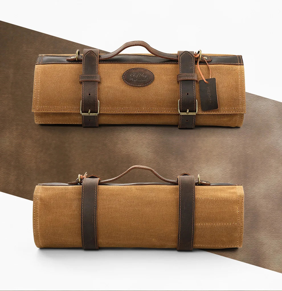 Sac à roulettes pour couteaux HEZHEN en toile cirée et cuir