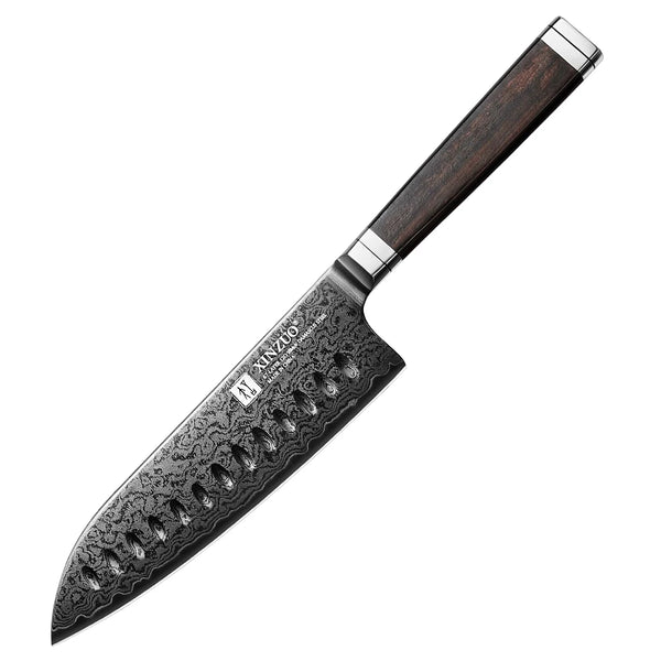 Couteau Santoku damas 67 couches XINZUO - Manche en ébène