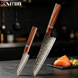 Couteau Kiritsuke damas cuivre arc-en-ciel XITUO