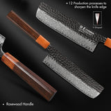 Couteau Nakiri 18 cm - Acier damas 67 couches pour légumes
