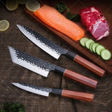 Couteau Santoku martelé Kurouchi - Acier inoxydable haute teneur en carbone