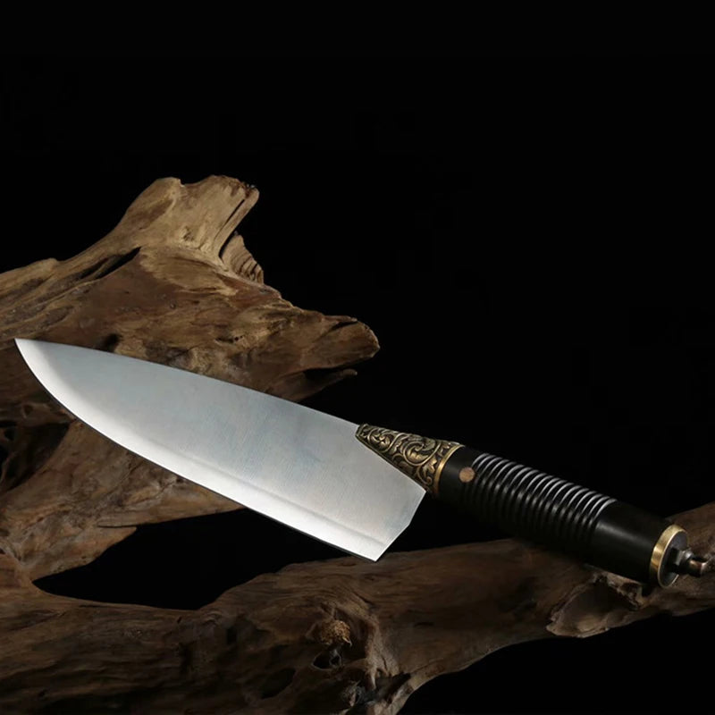 Couteau de chef traditionnel Longquan 20 cm en acier 7Cr17MoV