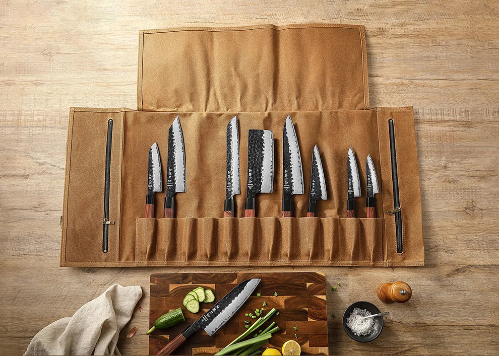 Sac à roulettes pour couteaux HEZHEN en toile cirée et cuir