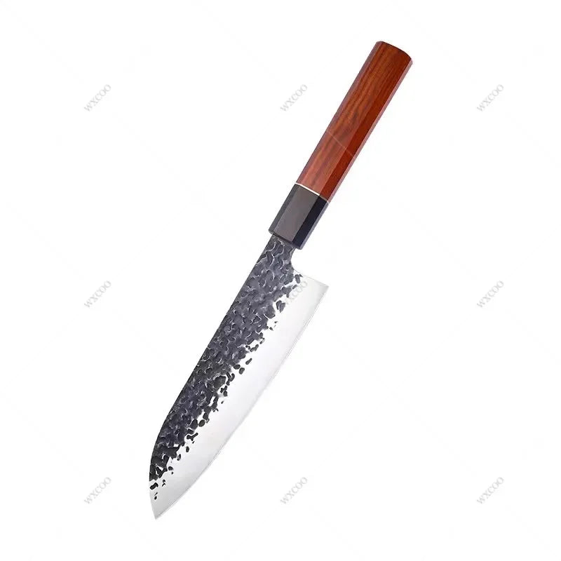 Couteau Santoku martelé Kurouchi - Acier inoxydable haute teneur en carbone