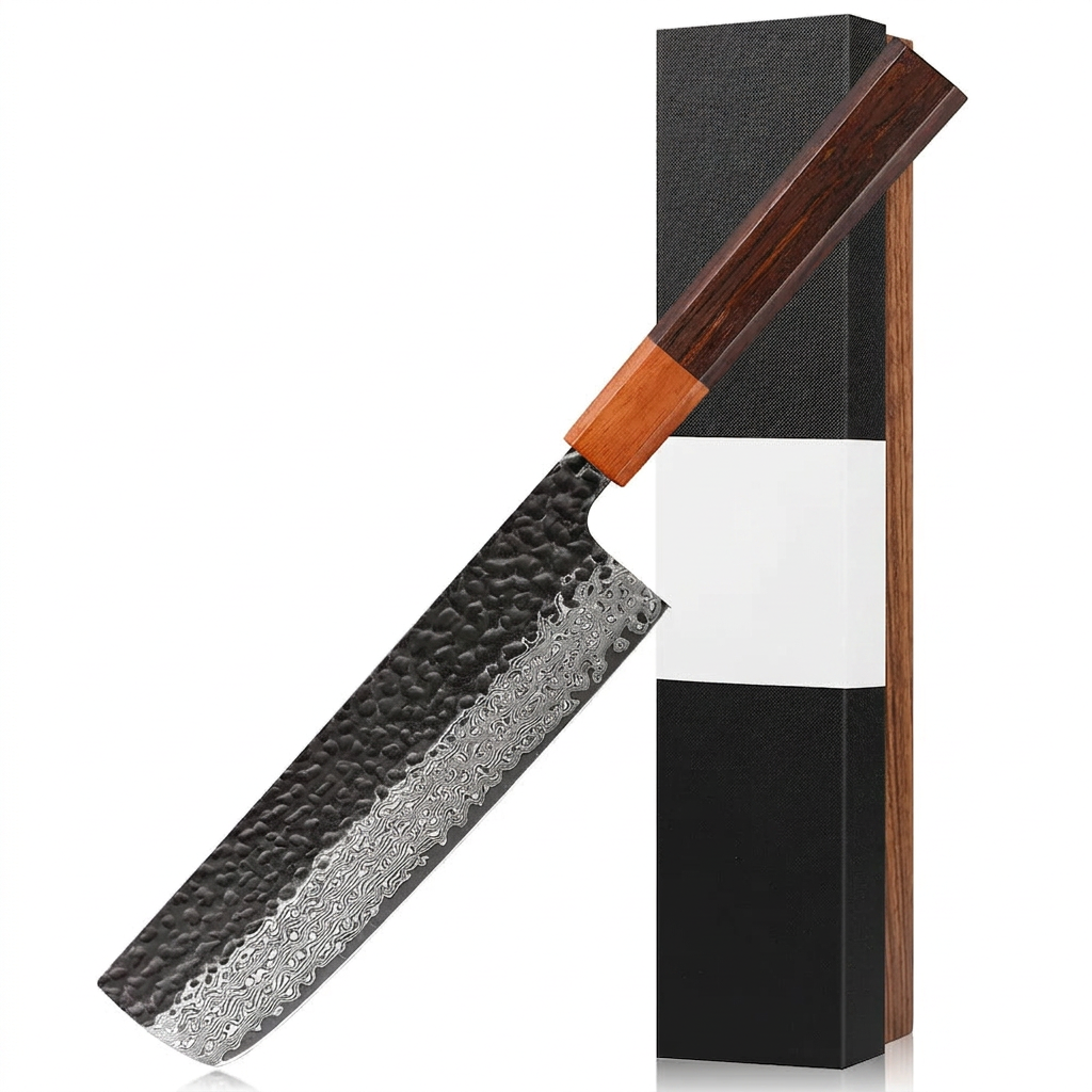 Couteau Nakiri 18 cm - Acier damas 67 couches pour légumes
