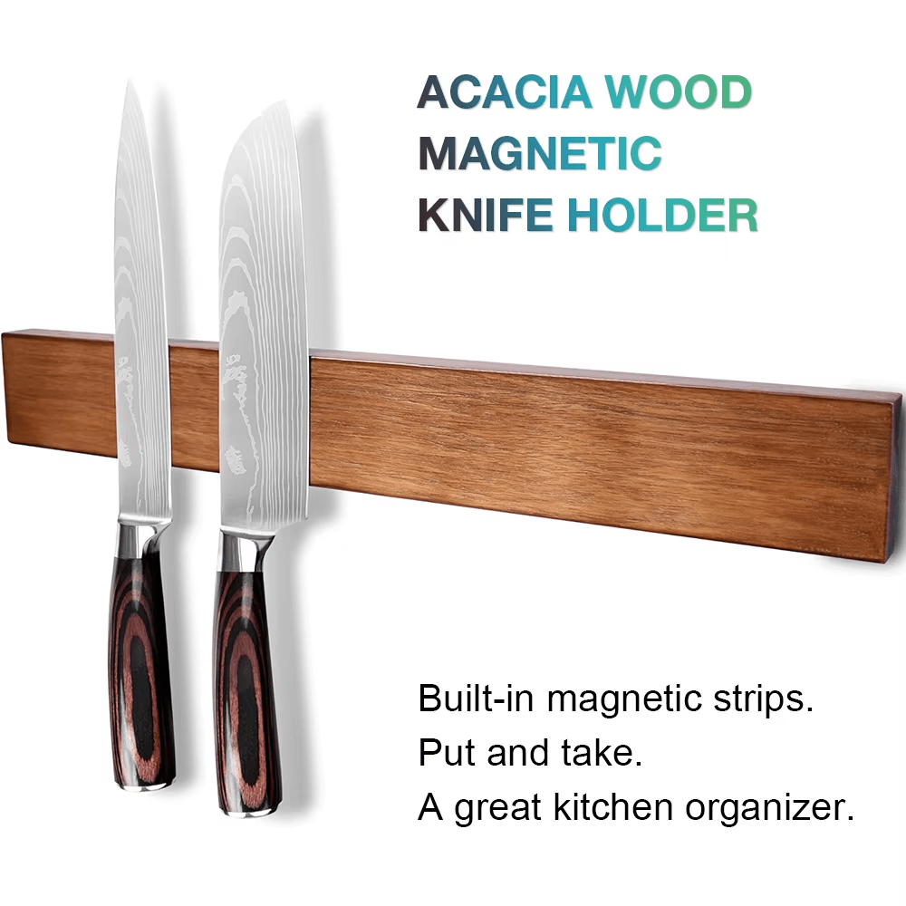 Barre magnétique à couteaux en acacia