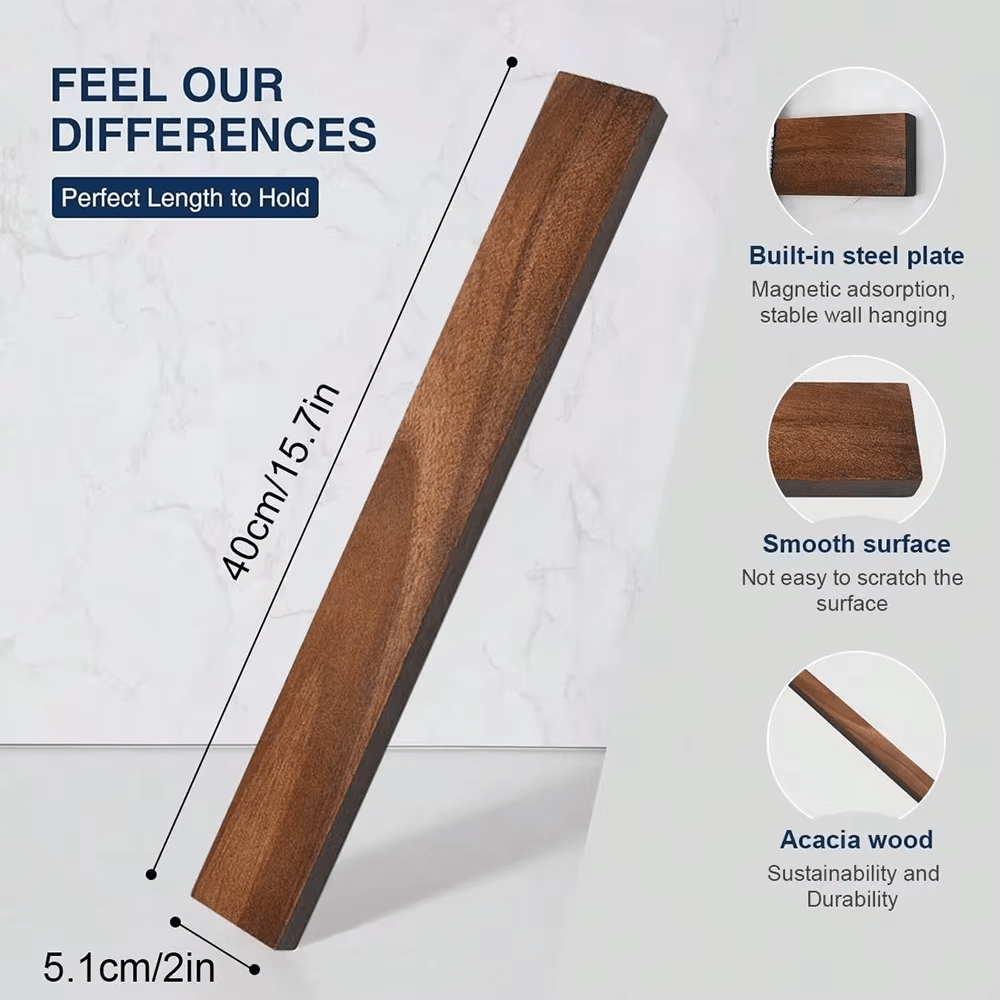 Barre magnétique à couteaux en acacia
