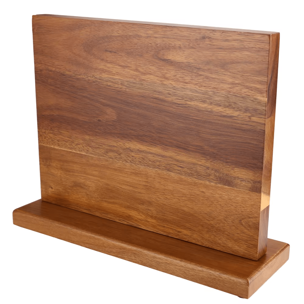 Bloc magnétique à couteaux double face en acacia
