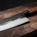 Couperet de Cuisine Japonais Acier Composite 3 Couches 18 cm – Manche Ébène & Buis - Damasaki